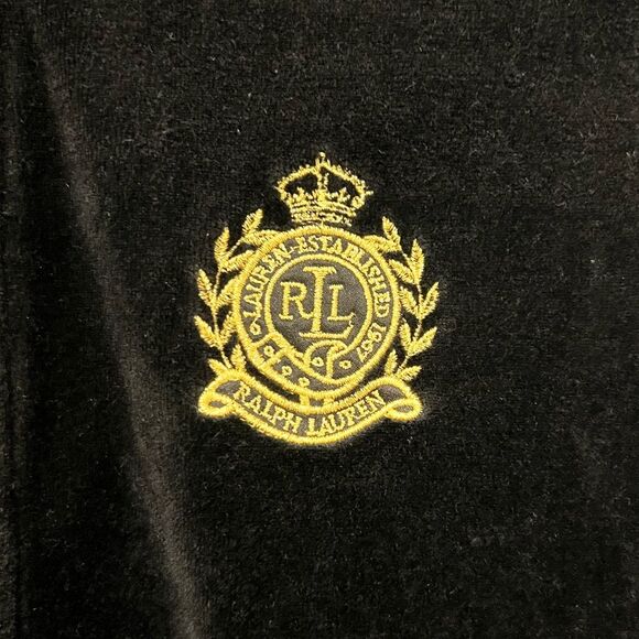 Lauren Ralph Lauren Active Women's Velour Zip Jacket Gold Embroidered Crest MP - Picture 3 of 7
